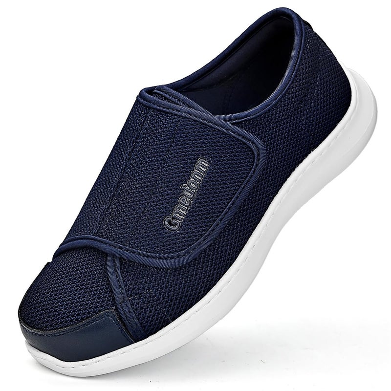 Gmedonm Mens Wide Width Shoes with Easy Put On Adjustable Lightweight for Diabetic Edema Bunions Arthritis Swollen Feet Elderly Walking Widening Shoes Blue